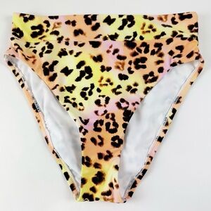 Bar iii Bikini Bottom Womens Size XS Animal Print Yellow Pink Orange Summer NWT